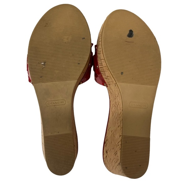 Coach Jen Patent Leather Wedge Slides Red 8.5 - Picture 8 of 9